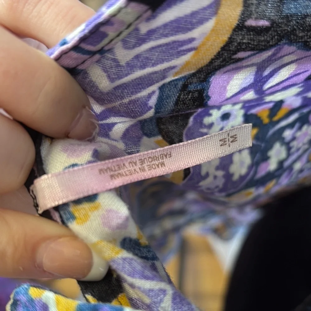 Free People Black and Purple‎ Floral Dress/ shirt